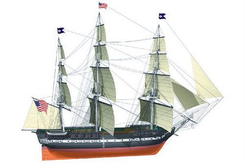 Billing Boat 01-00-0508 USS CONSTITUTION 1:75. Incl. fittings